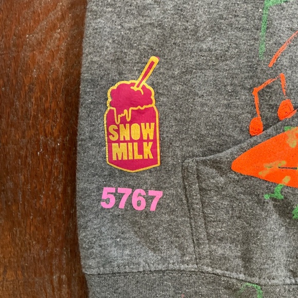 Snow Milk 5767 Gray Hoodie UFO Neon Graphic Pullover Sweatshirt Unisex Size XL - Picture 3 of 13